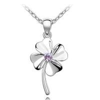 YOUR-D绝美水晶项链-单钻幸福四叶草-紫罗兰