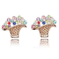 YOUR-D水晶耳钉--花篮(玫瑰金+彩色)