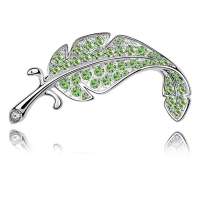 YOUR-D水晶胸针--羽毛(橄榄)