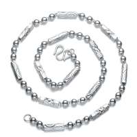 YOUR-DS925纯银镀白金项链 超亮 4mm车花筒银项链 欧美男款链子