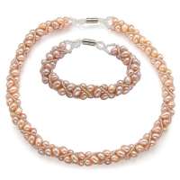 YOUR-D粉色幸福DNA-天然淡水珍珠手链+项链套装