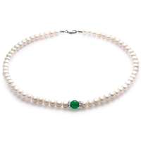 YOUR-D感恩的心闪钻天然淡水珍珠项链-绿色