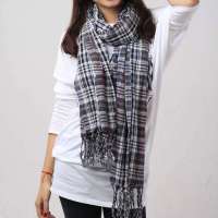 kenmont 凯蒙特 全棉格子围巾男女通用围巾KM-1863-01（黑）