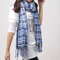 kenmont 凯蒙特 全棉格子围巾男女通用围巾KM-1863-06（蓝）