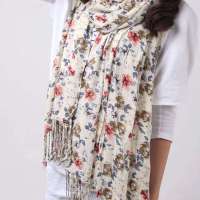 kenmont 凯蒙特 碎花围巾 田园风 针织围巾KM-1861-36（米色）