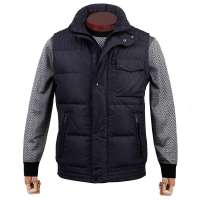 MasaMaso玛萨玛索男装 高密防静电里衬 英伦休闲时尚款 亚光隐细条纹 深铁灰色 羽绒背心1781(深铁灰色 50)