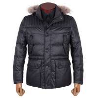 MasaMaso玛萨玛索男装 纹拉丝纹理 内领丝绒 可拆卸帽貉子毛圈 商务时尚款 铁灰色 羽绒服1872(铁灰色 46)