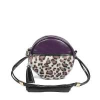 Teenmix 天美意2012年秋季紫色PU配紫色豹点毛绒布小斜挎包6003AD F
