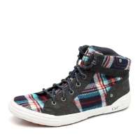 Cat 卡特不规则红蓝格子牛皮/织物女靴P304695 38