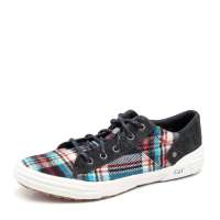 Cat 卡特红蓝不规则格子牛皮/织物女单鞋P304700 37