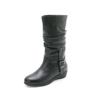 Senda 森达冬季黑牛皮女中靴4ME61D 35