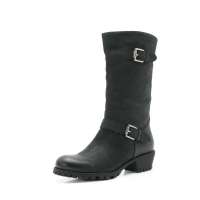 Senda 森达冬季黑牛皮女中靴4MJ62D 34