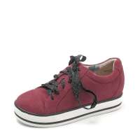 Teenmix 天美意秋季时尚休闲反毛皮松糕鞋深红色6AR21D 33