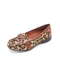 Bata 拔佳秋棕色胎牛皮/杏色马毛女鞋ALS20D 38