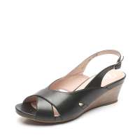 Bata 拔佳2012年夏季黑色牛皮女凉鞋APJ11D 36