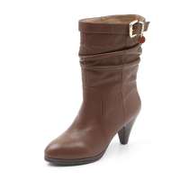 Belle 百丽冬季棕色牛皮女中靴2108-1 34