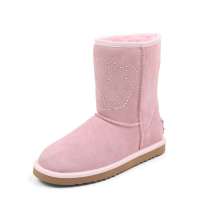 Innet 茵奈儿冬季粉红色牛皮/人造绒毛/水晶皇冠雪地靴8013RD 38