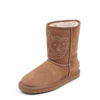 Innet 茵奈儿冬季栗色牛皮/人造绒毛/水晶皇冠雪地靴8013RD 34