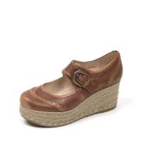 Teenmix 天美意2012棕染擦色软牛皮女皮鞋6BT02D 38