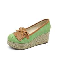 Teenmix 天美意2012秋季微甜流苏厚底松糕鞋绿色6BT03D 33