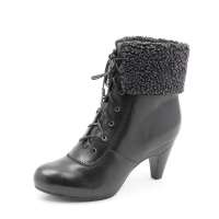 Bata 拔佳冬黑色小牛皮/黑牛PU女靴ARS47R 36