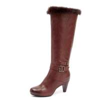 Bata 拔佳冬啡色小牛皮/啡色兔毛女靴ARS80R 39