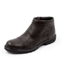 LIONPASS 狮行天下冬季棕色牛颈皮仿真毛绒里靴Y3637S 41