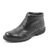 LIONPASS 狮行天下冬季黑色牛颈皮仿真毛绒里靴Y3637U 40