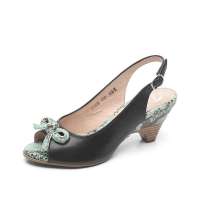 Bata 拔佳2012年夏季黑色牛皮女凉鞋ATB03D 38