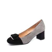 Belle 百丽2012年秋季灰色羊绒/黑羊绒女皮鞋3A907D 39