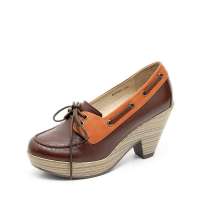 Teenmix 天美意2012秋季古著感厚底粗跟鞋棕红色6DS24D 37