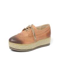 Teenmix 天美意2012秋季杏色打蜡牛皮女皮鞋6HG21D 34