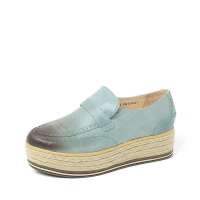 Teenmix 天美意2012秋季兰色打蜡牛皮女皮鞋6HG23D 34