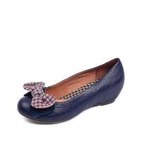 Teenmix 天美意2012年秋季深兰色打蜡羊皮女皮鞋CRR14D 34