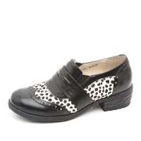 Teenmix 天美意2012秋季黑色牛皮/白马毛女皮鞋CTU24D 37