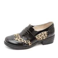 Teenmix 天美意2012秋季黑色牛皮/杏马毛女皮鞋CTU24D 34