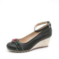 Teenmix 天美意秋季黑色软牛皮女皮鞋CYP06D 33