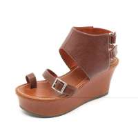 Teenmix 天美意夏季棕色油蜡牛皮女鞋CZA02D 38