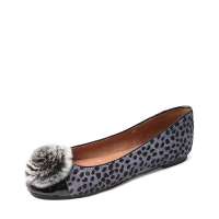 FED 灰底黑点马毛女鞋 花朵豹纹浅口鞋 AF601 38