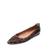 FED 咖底黑点马毛女鞋  尖头浅口单鞋AF641 34.5