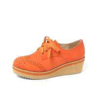 Teenmix 天美意2012秋季橙色/咖啡色磨砂牛皮女皮鞋AF223D 36