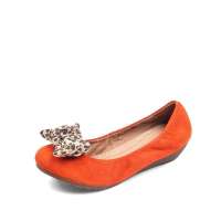 Teenmix 天美意2012年秋季橙色羊绒/黄丝印豹纹羊皮女皮鞋AF091D 37