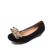 Teenmix 天美意2012年秋季黑羊绒/黄丝印豹纹羊皮女皮鞋AF092D 35