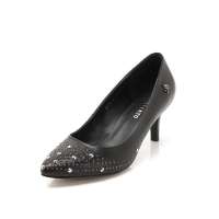 Staccato 思加图春季黑色羊皮女单鞋DA1112 36