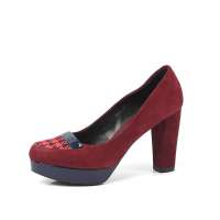 Staccato 思加图2012秋季紫色磨砂小牛皮/兰红色花纹布女皮鞋9AG29D 36