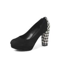 Staccato 思加图2012秋季黑色羊绒面皮/黑白色花纹布女皮鞋9AG31D 34