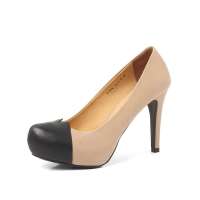 Staccato 思加图2012秋季杏色油蜡牛皮/黑色打蜡胎牛皮女皮鞋9CR08D 35