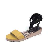 Staccato 思加图黑色打蜡胎牛皮/黄色压花羊女皮鞋9FB05D 38