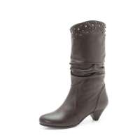 Senda 森达冬季啡牛皮女中靴3OQ61D 36