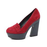 Staccato 思加图2012秋季红色羊绒面皮女皮鞋9GT02D 36